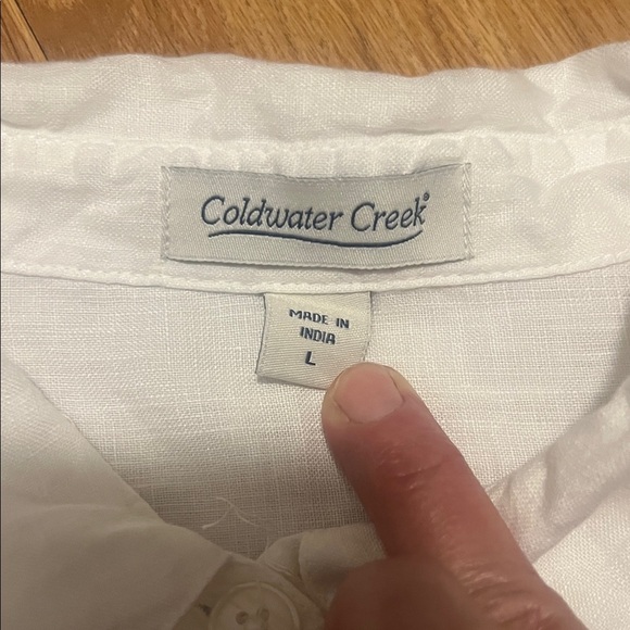 Coldwater Creek Women's White Button Down Shirt large 100% linen - Picture 2 of 4